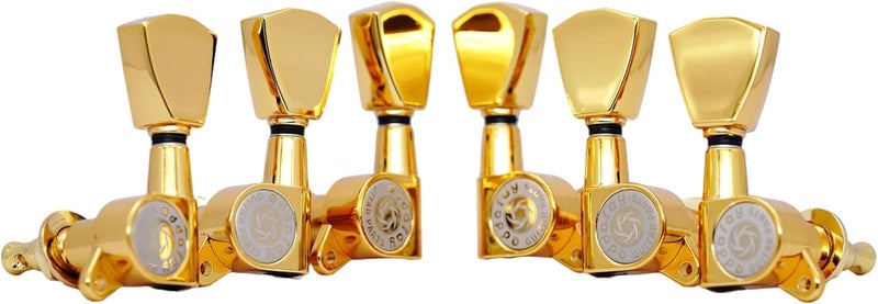 Eddaray Store Guitar Machine Heads (3R + 3L) - 1:15 Gear Ratio Sealed Tuning Key Pegs String Tuners Set with Tulip Shaped Knob Replacement (E-1004, Gold) - Image 1